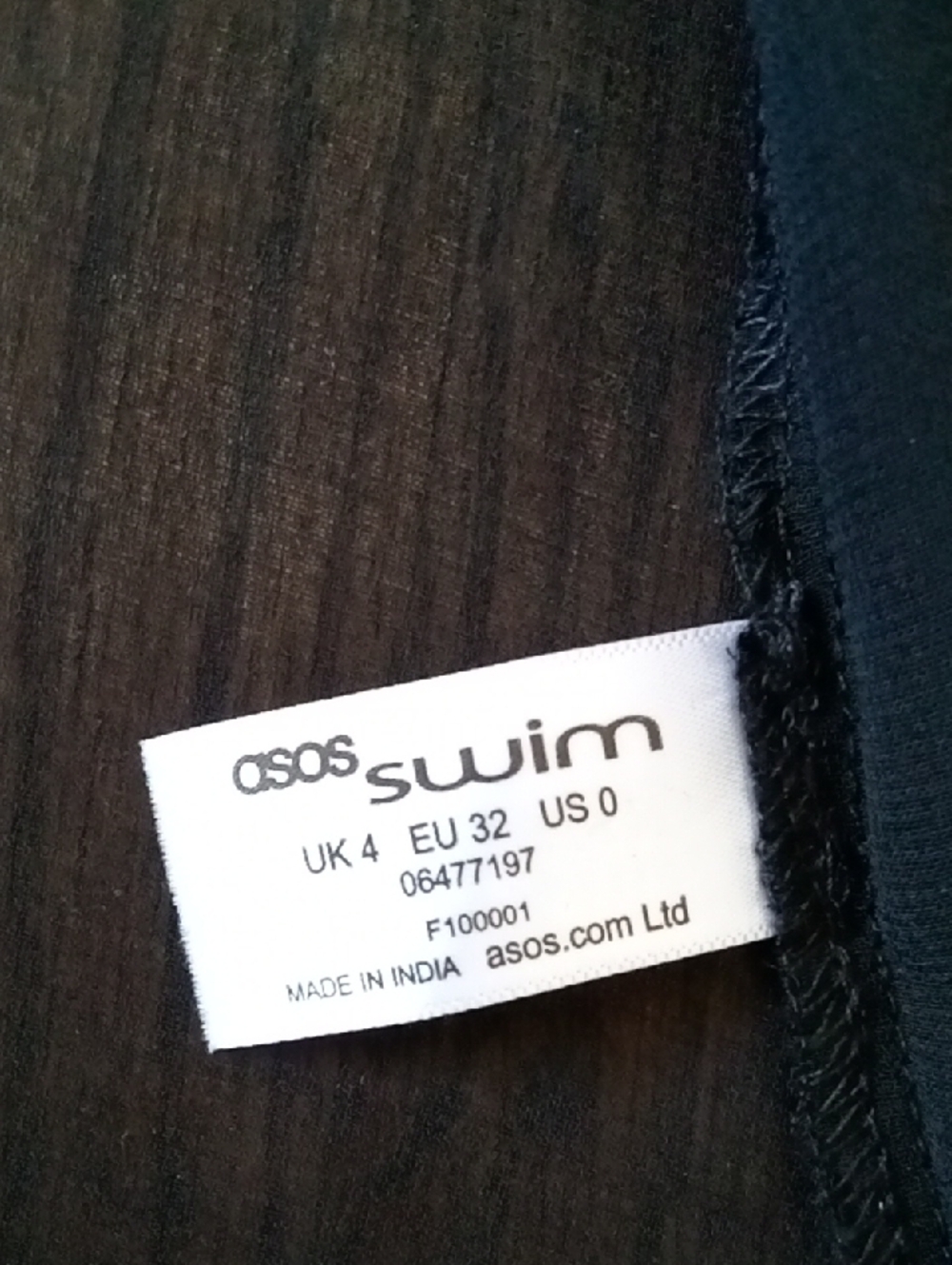 ASOS Black V-Neck Maxi Swim Cover-up with Smocked Waist Size 0 Ptp 14" L 58" - Picture 8 of 10